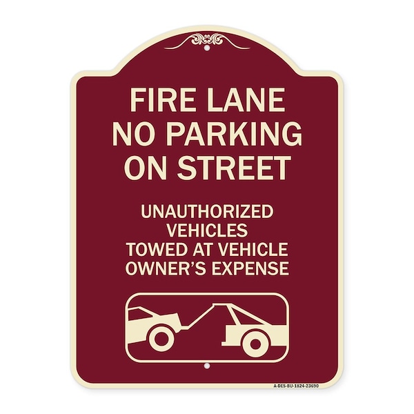 Signmission No Parking on Street Unauthorized Vehicles Towed at Vehicle Owners Expense, A-DES-BU-1824-23690 A-DES-BU-1824-23690 - main